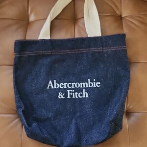 Abercrombie & Fitch Blue Denim Tote with Cream Straps